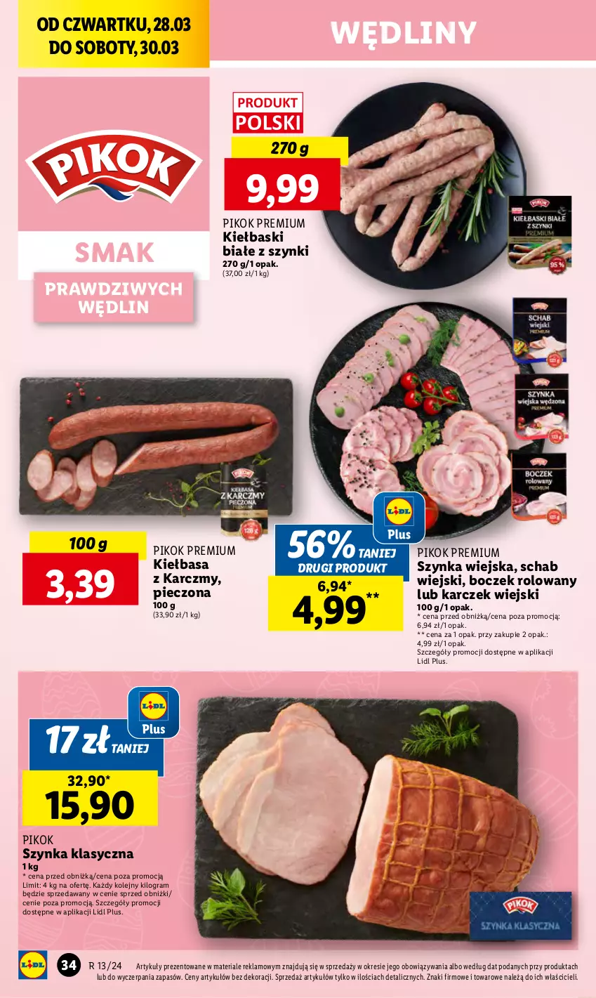 Gazetka promocyjna Lidl - GAZETKA - ważna 28.03 do 30.03.2024 - strona 42 - produkty: Boczek, Gra, Kiełbasa, Kiełbaski białe, Olej, Piec, PIKOK, Szynka