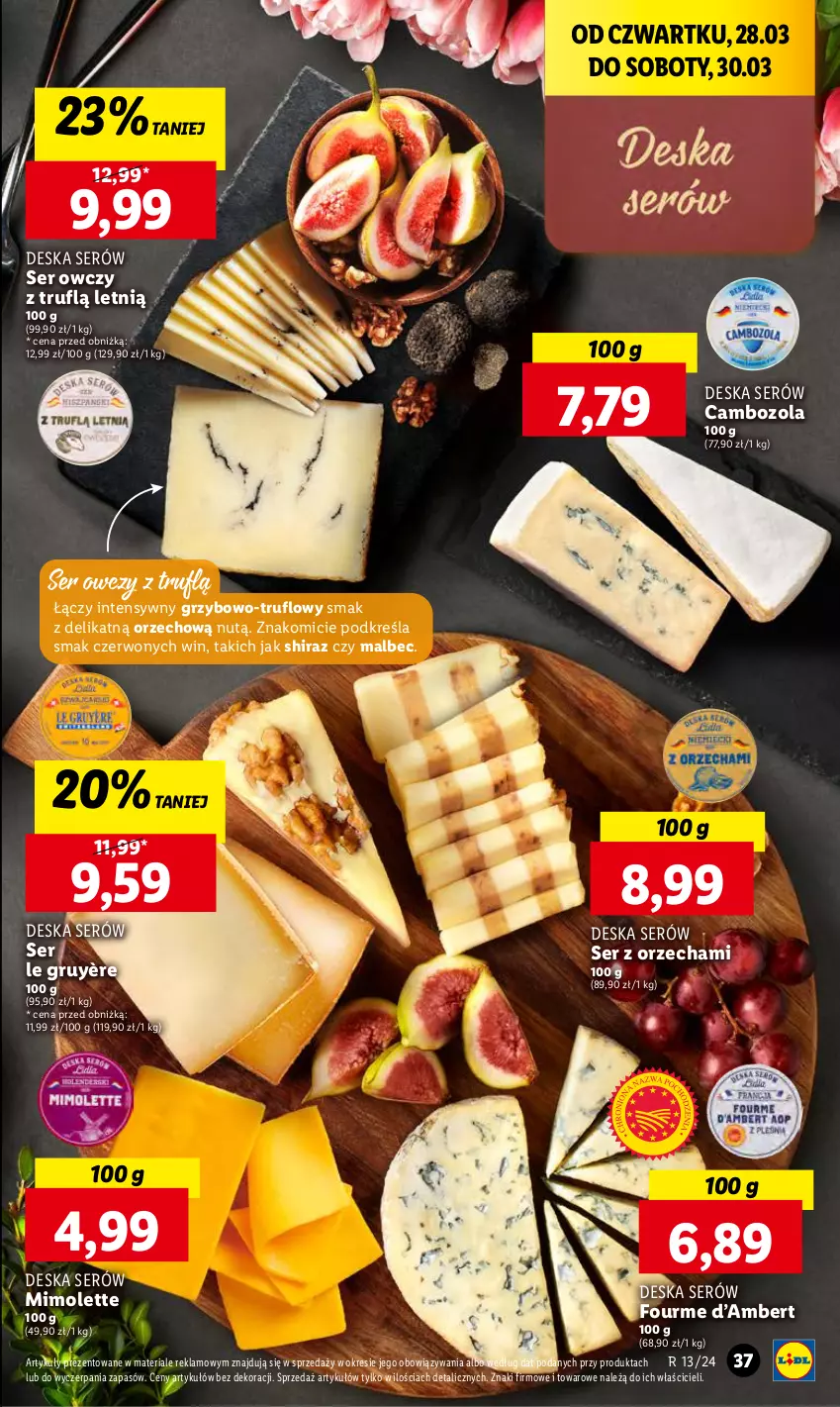 Gazetka promocyjna Lidl - GAZETKA - ważna 28.03 do 30.03.2024 - strona 45 - produkty: Deska serów, Mimolette, Ser, Ser owczy, Shiraz