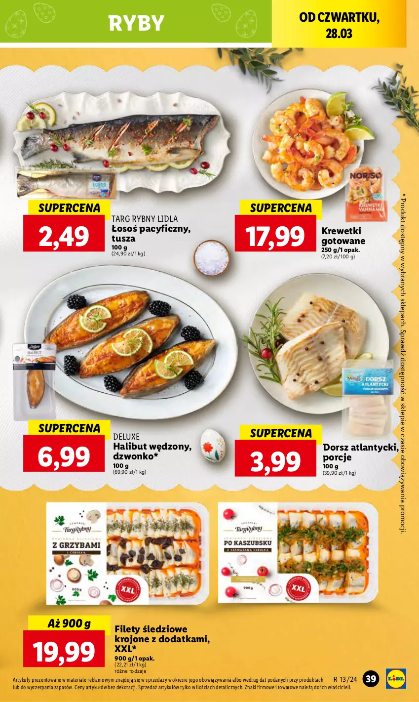 Gazetka promocyjna Lidl - GAZETKA - ważna 28.03 do 30.03.2024 - strona 47 - produkty: Dorsz, Halibut, Krewetki, Por, Tusz