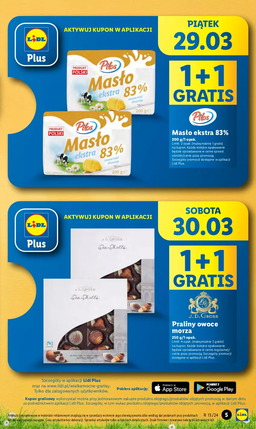 Gazetka promocyjna Lidl - GAZETKA - ważna 28.03 do 30.03.2024 - strona 5 - produkty: Gra, Masło, Olej, Owoce, Owoce morza, Praliny, Prześcieradło