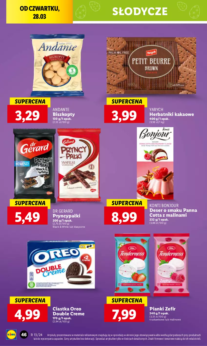 Gazetka promocyjna Lidl - GAZETKA - ważna 28.03 do 30.03.2024 - strona 54 - produkty: Biszkopty, Ciastka, Deser, Dr Gerard, Herbatniki, Kakao, Lack, Oreo, Panna cotta, Ser