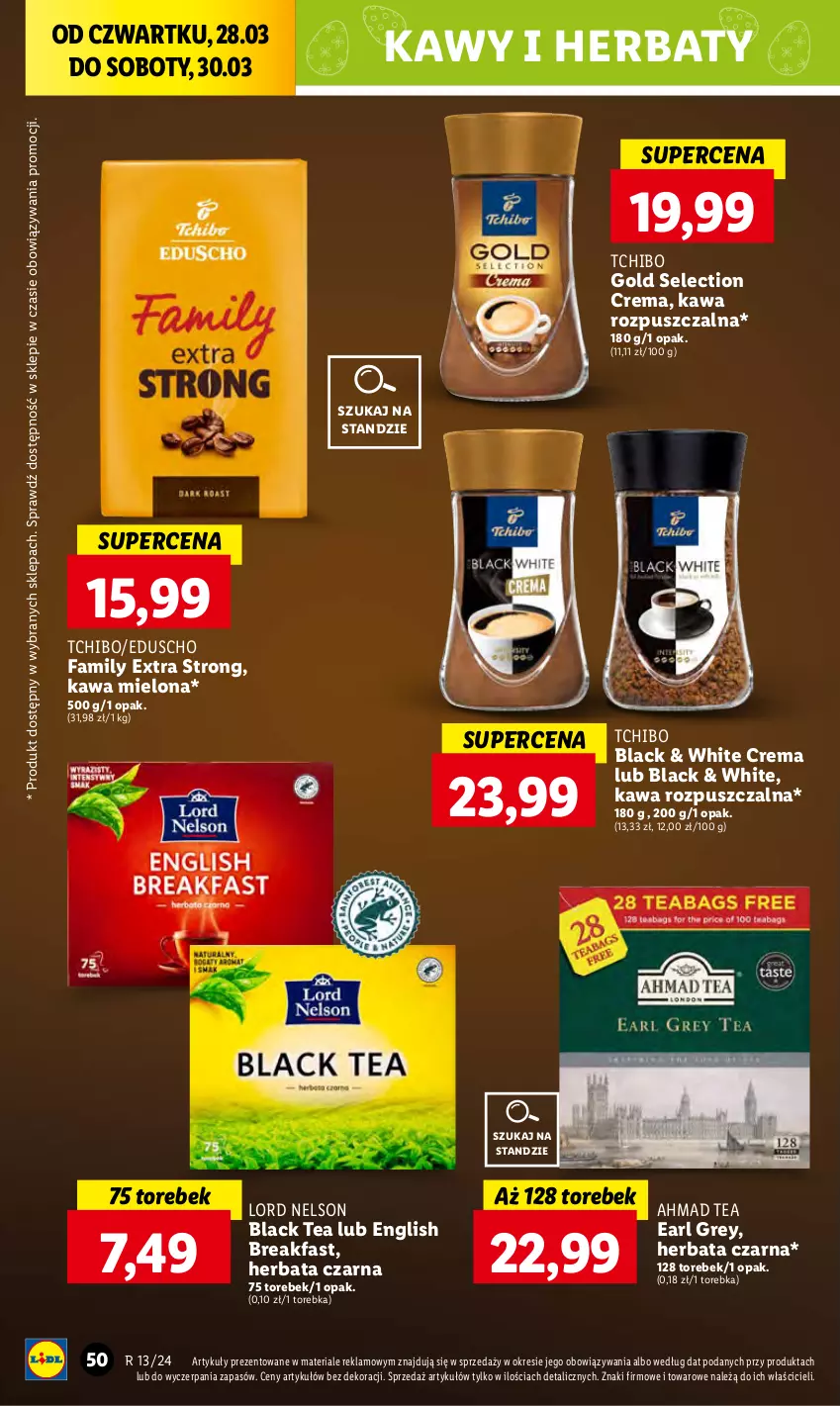 Gazetka promocyjna Lidl - GAZETKA - ważna 28.03 do 30.03.2024 - strona 60 - produkty: Earl Grey, Fa, Herbata, Herbata czarna, Kawa, Kawa mielona, Kawa rozpuszczalna, Lack, Tchibo, Torebka