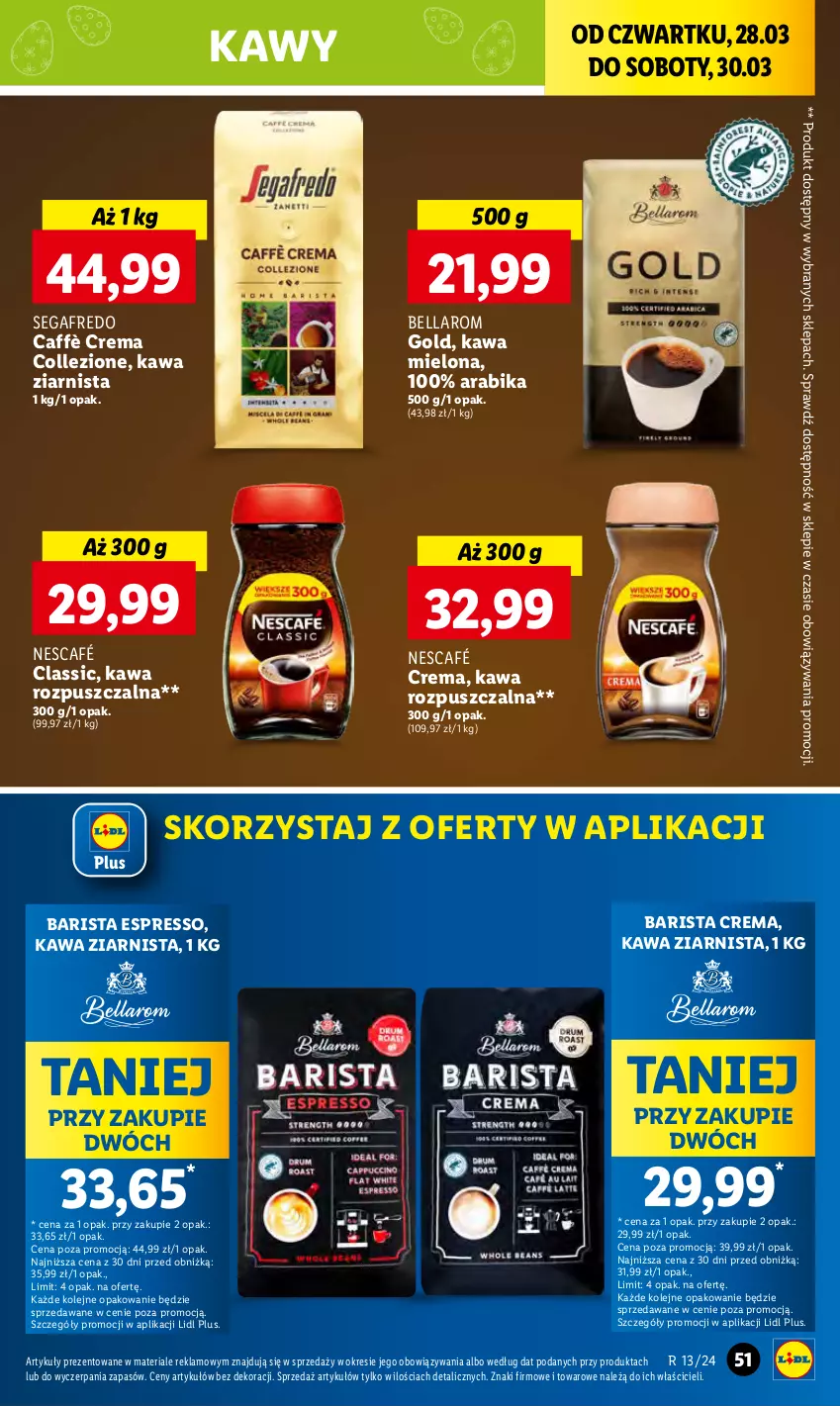 Gazetka promocyjna Lidl - GAZETKA - ważna 28.03 do 30.03.2024 - strona 61 - produkty: Bell, Bella, Kawa, Kawa mielona, Kawa rozpuszczalna, Kawa ziarnista, Nescafé, Olej, Segafredo