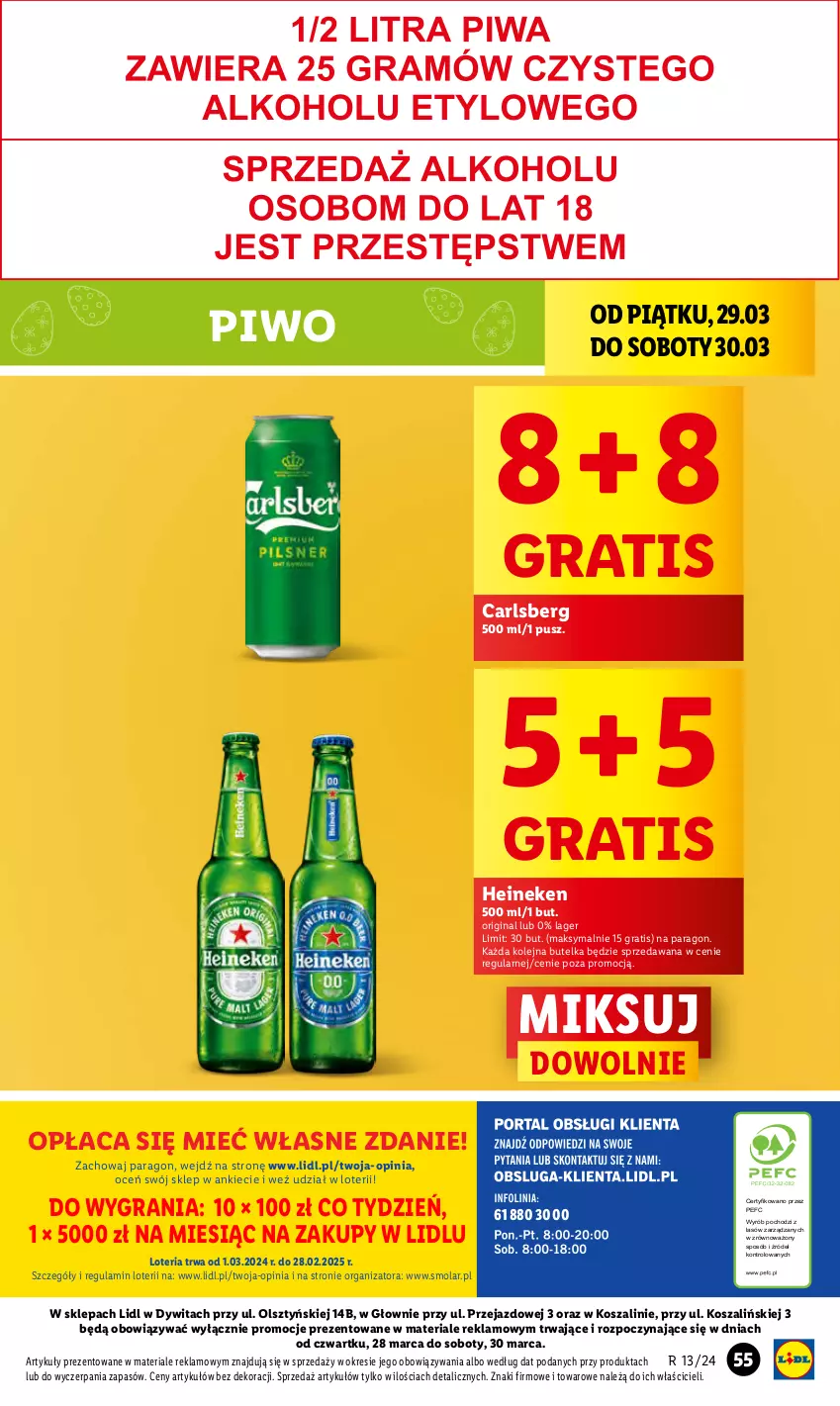 Gazetka promocyjna Lidl - GAZETKA - ważna 28.03 do 30.03.2024 - strona 65 - produkty: Carlsberg, Gin, Gra, Heineken, Kosz, Mola, Olej, Piwo, Szal