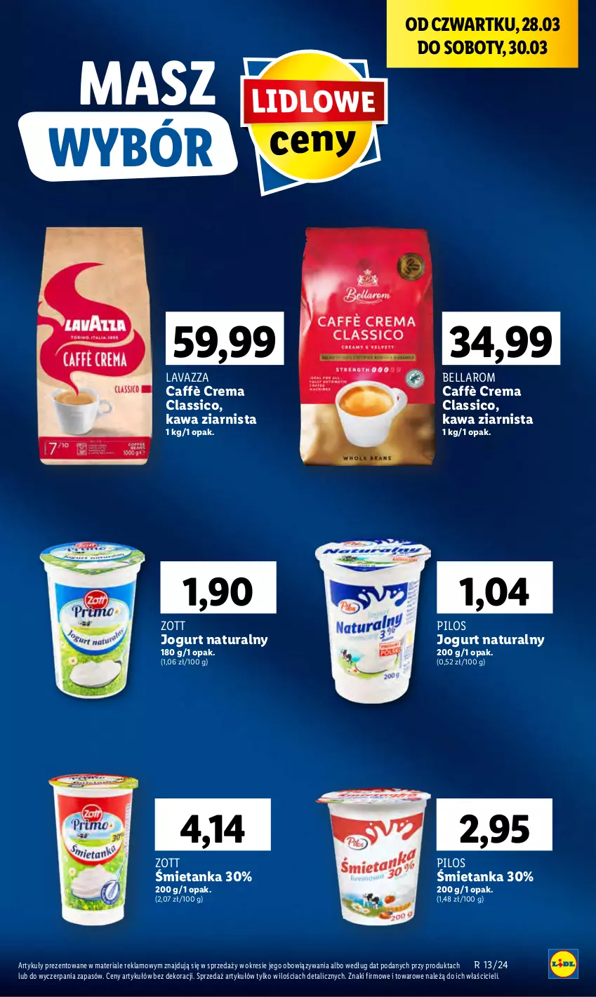 Gazetka promocyjna Lidl - GAZETKA - ważna 28.03 do 30.03.2024 - strona 69 - produkty: Bell, Bella, Jogurt, Jogurt naturalny, Kawa, Kawa ziarnista, Lavazza, Pilos, Zott