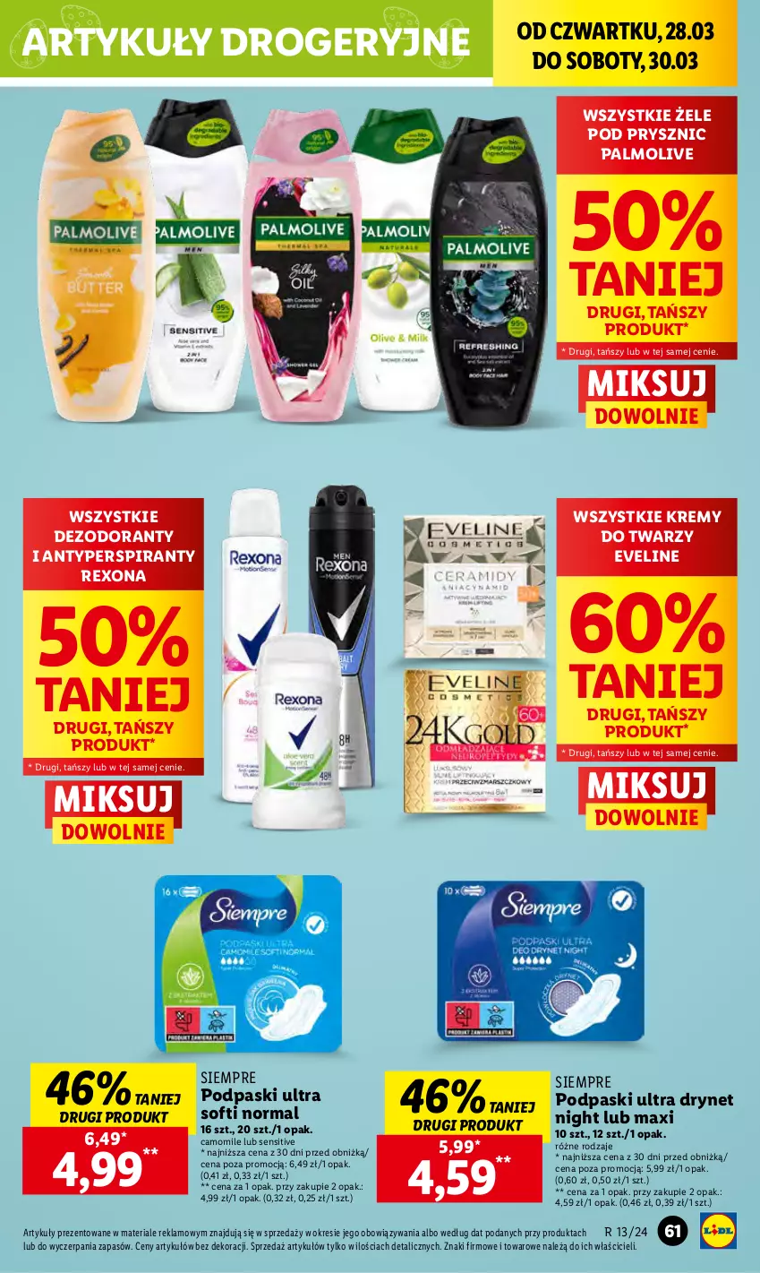 Gazetka promocyjna Lidl - GAZETKA - ważna 28.03 do 30.03.2024 - strona 73 - produkty: Antyperspirant, Dezodorant, Eveline, Palmolive, Podpaski, Rexona