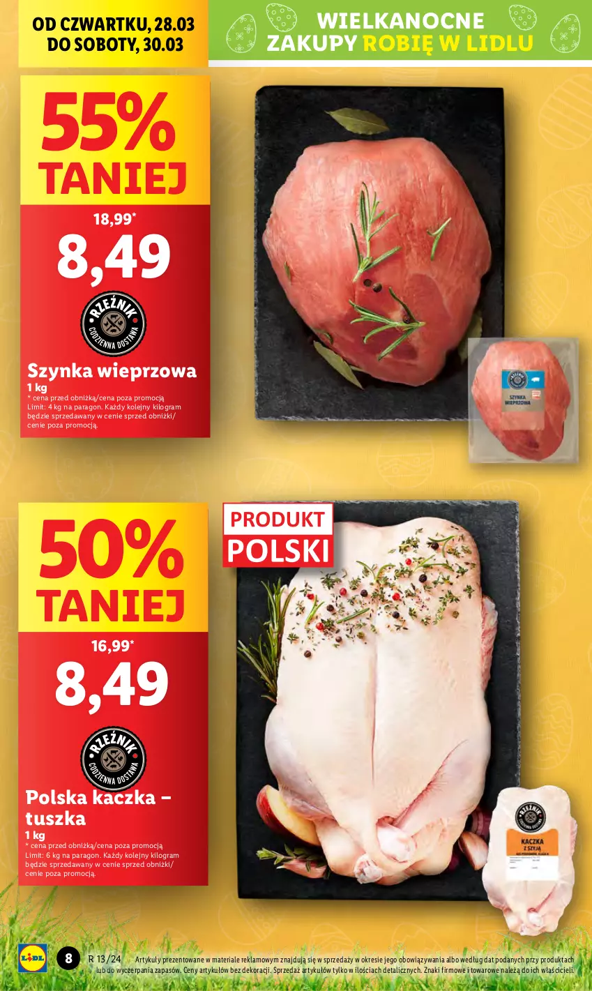 Gazetka promocyjna Lidl - GAZETKA - ważna 28.03 do 30.03.2024 - strona 8 - produkty: Gra, Kaczka, Olej, Szynka, Szynka wieprzowa, Tusz