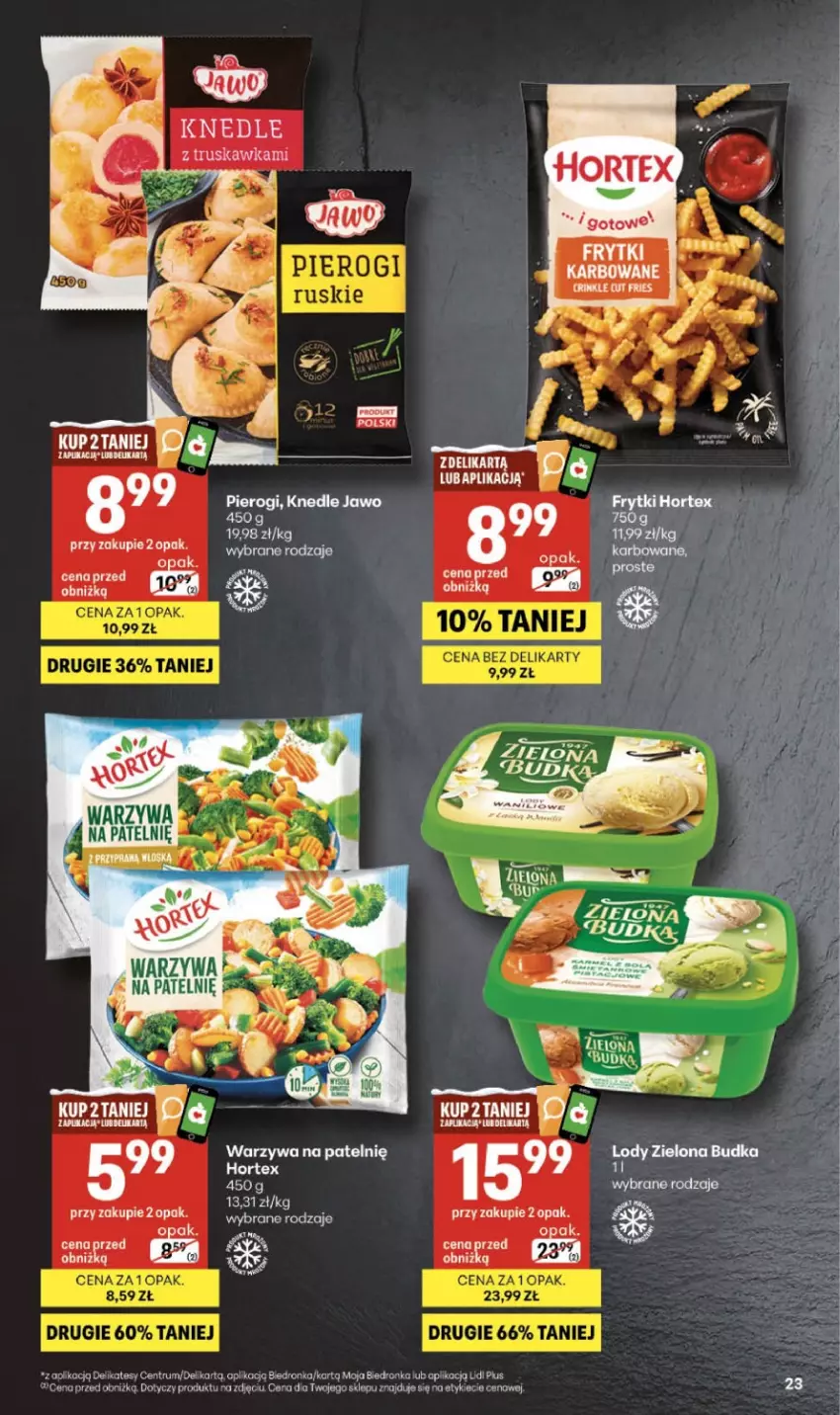 Gazetka promocyjna Delikatesy Centrum - Franczyza DC04 Czwartek - ważna 22.01 do 28.01.2026 - strona 23 - produkty: Dron, Hortex, HP, Knedle, Pierogi, Pur, Rum, Sól, Warzywa