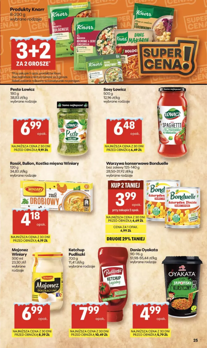 Gazetka promocyjna Delikatesy Centrum - Franczyza DC04 Czwartek - ważna 22.01 do 28.01.2026 - strona 25 - produkty: Bonduelle, Bulion, Ketchup, Knorr, Lion, Majonez, Pesto, Pudliszki, Rosół, Ser, Spaghetti, Warzywa, Warzywa konserwowe, Winiary