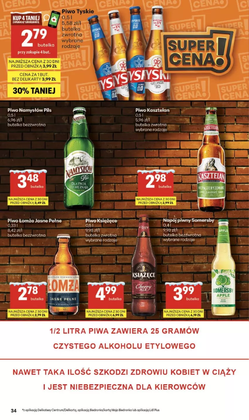 Gazetka promocyjna Delikatesy Centrum - Franczyza DC04 Czwartek - ważna 22.01 do 28.01.2026 - strona 34 - produkty: Dron, Fa, Gra, Kasztelan, Książęce, Namysłów, Napój, Piec, Piwa, Piwo, Rum, Somersby