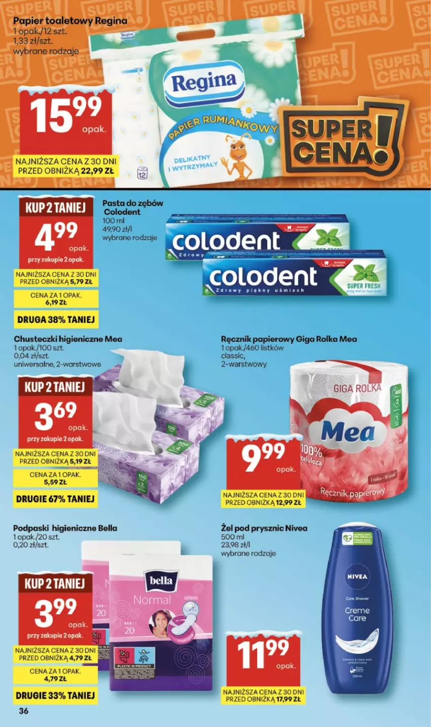 Gazetka promocyjna Delikatesy Centrum - Franczyza DC04 Czwartek - ważna 22.01 do 28.01.2026 - strona 36 - produkty: Bell, Bella, Chusteczki, Nivea, Papier, Podpaski, Ręcznik
