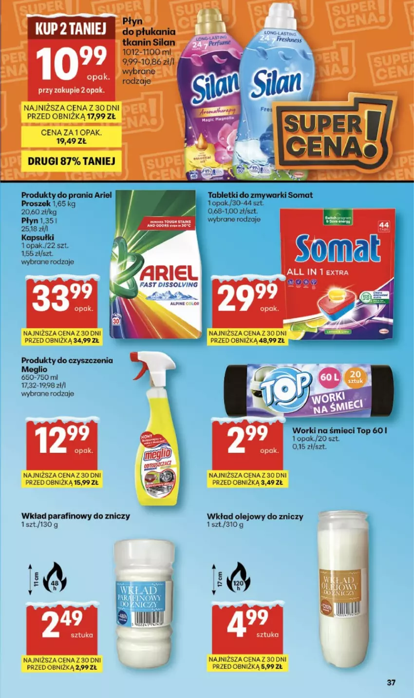 Gazetka promocyjna Delikatesy Centrum - Franczyza DC04 Czwartek - ważna 22.01 do 28.01.2026 - strona 37 - produkty: Ariel, Fa, Olej, Pax, Somat, Tablet, Tabletki do zmywarki, Top, Wkład olejowy, Worki na śmiec, Worki na śmieci, Zmywarki, Znicz