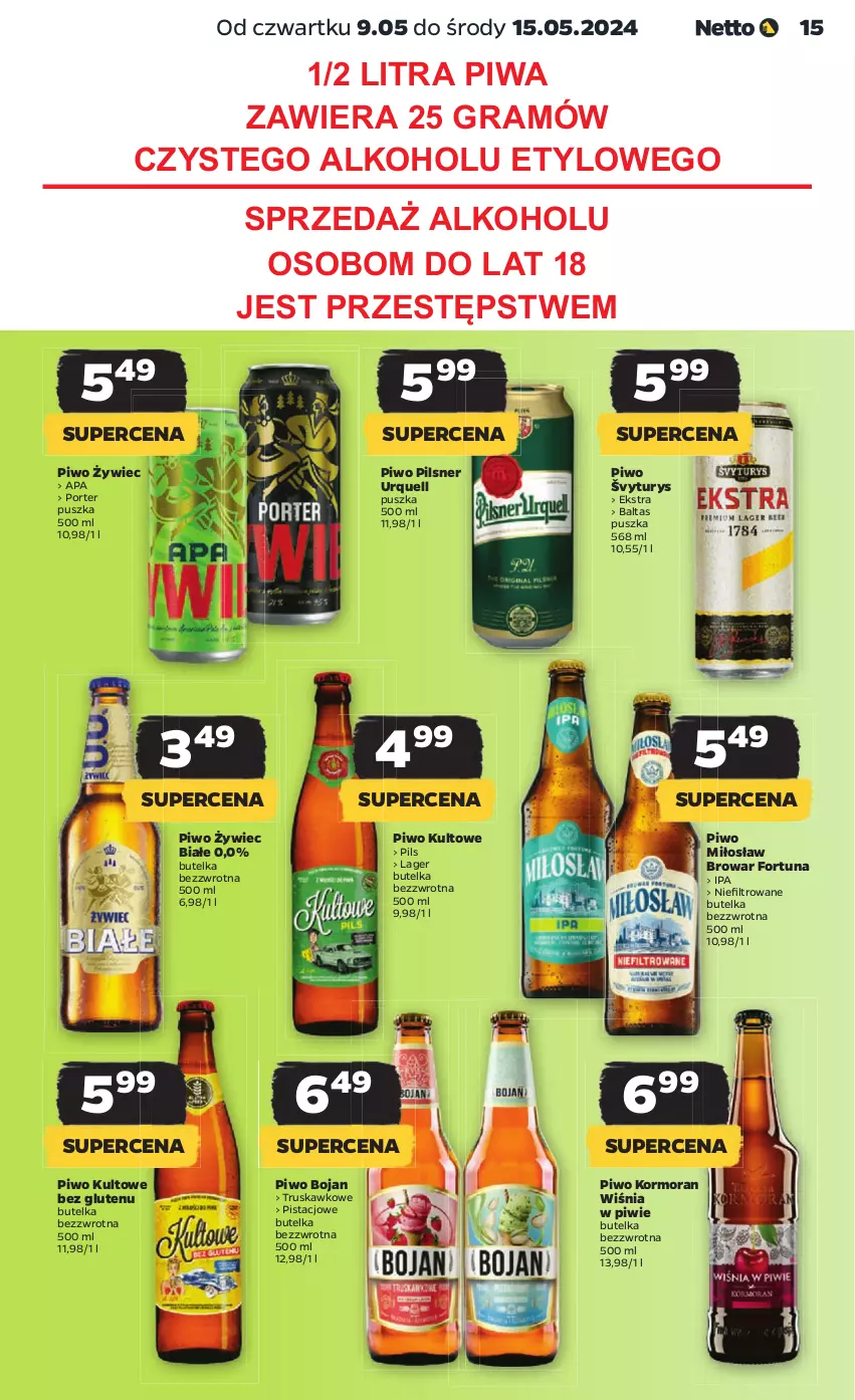 Gazetka promocyjna Netto - Artykuły spożywcze - ważna 09.05 do 15.05.2024 - strona 15 - produkty: Fortuna, Gra, Pilsner Urquell, Piwa, Piwo, Por