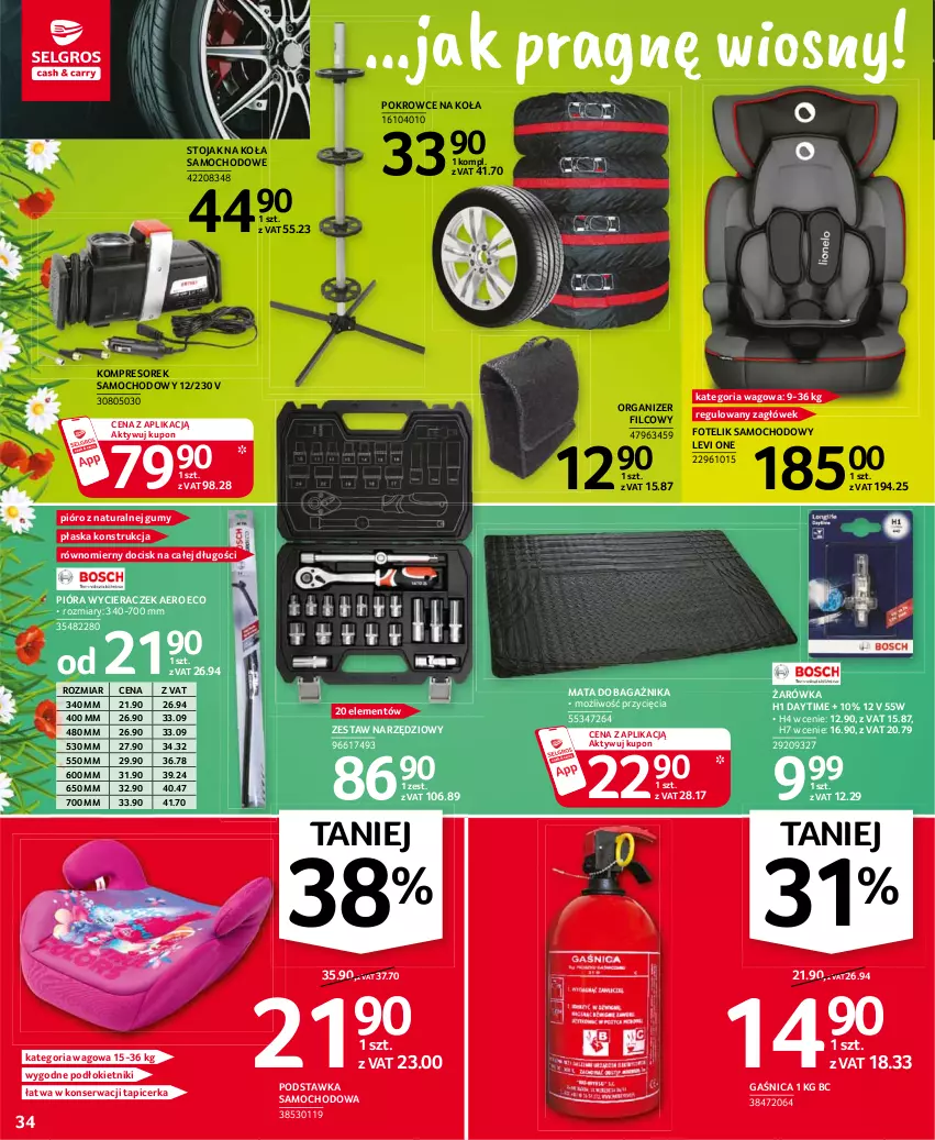 Gazetka promocyjna Selgros - Oferta przemysłowa - ważna 06.04 do 14.04.2021 - strona 34 - produkty: Fotel, Fotelik, Fotelik samochodowy, Gaśnica, Kompresor, Mata do bagażnika, O Bag, Organizer, Podstawka samochodowa, Ser, Stojak, Tapicerka, Zagłówek, Zestaw narzędzi