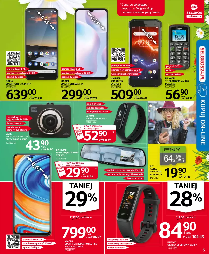 Gazetka promocyjna Selgros - Oferta przemysłowa - ważna 06.04 do 14.04.2021 - strona 5 - produkty: Gry, Huawei, Kamery, LG, Monitor, Nokia, Opaska, Por, Redmi Note, Ser, Smartfon, Sos, Sport, Telefon, Top, Tropical, Wideorejestrator