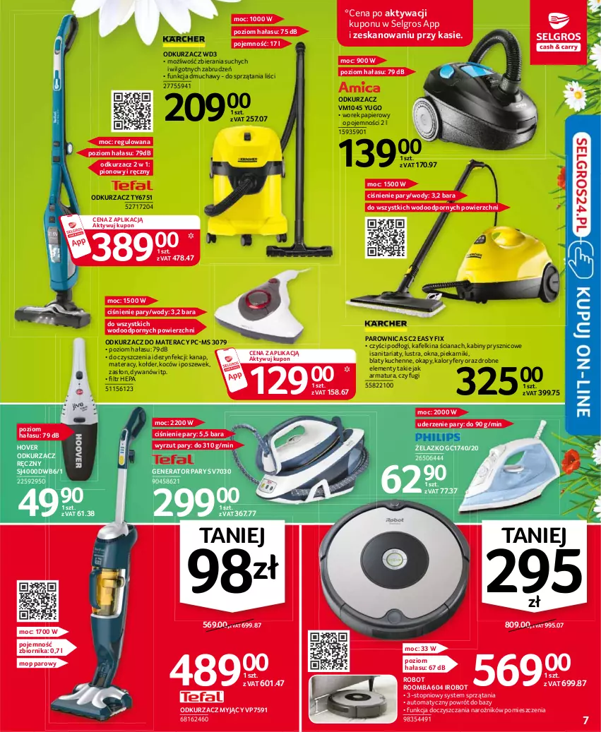 Gazetka promocyjna Selgros - Oferta przemysłowa - ważna 06.04 do 14.04.2021 - strona 7 - produkty: Dywan, Generator pary, IRobot, Koc, LG, Materac, Mop, Mop parowy, Narożnik, Odkurzacz, Okap, Papier, Parownica, Piekarnik, Por, Robot, Roomba, Tera, Top