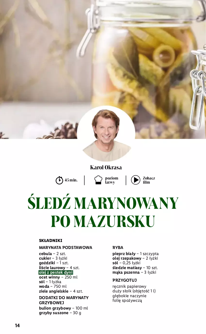 Gazetka promocyjna Lidl - Katalog Święta Deluxe - ważna 13.11 do 26.12.2023 - strona 14 - produkty: Bulion, Cebula, Cukier, Grzyby, Laur, Lion, Mąka, Mąka pszenna, Ocet, Olej, Olej rzepakowy, Papier, Pieprz, Ręcznik, Ryba, Sól, Stek, Woda, Ziele angielskie