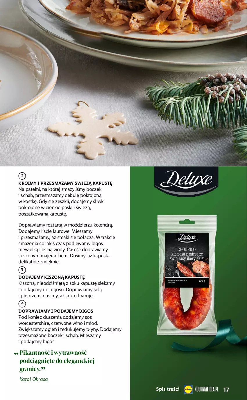 Gazetka promocyjna Lidl - Katalog Święta Deluxe - ważna 13.11 do 26.12.2023 - strona 17 - produkty: Bigos, Boczek, Gra, Laur, Miód, Pieprz, Sok, Sos, Wino