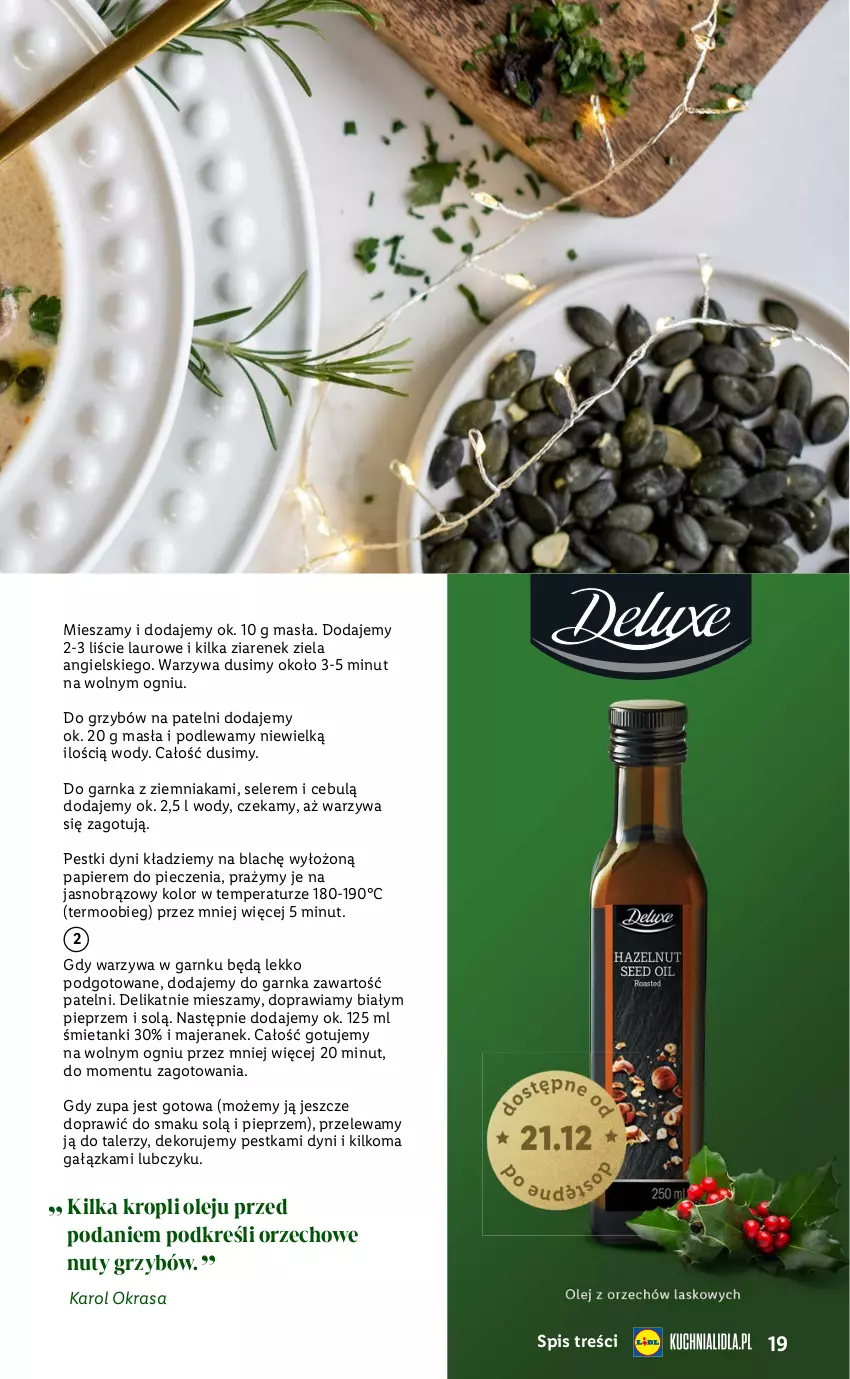 Gazetka promocyjna Lidl - Katalog Święta Deluxe - ważna 13.11 do 26.12.2023 - strona 19 - produkty: Laur, Nuty, Olej, Papier, Pestki dyni, Piec, Pieprz, Talerz, Warzywa, Zupa