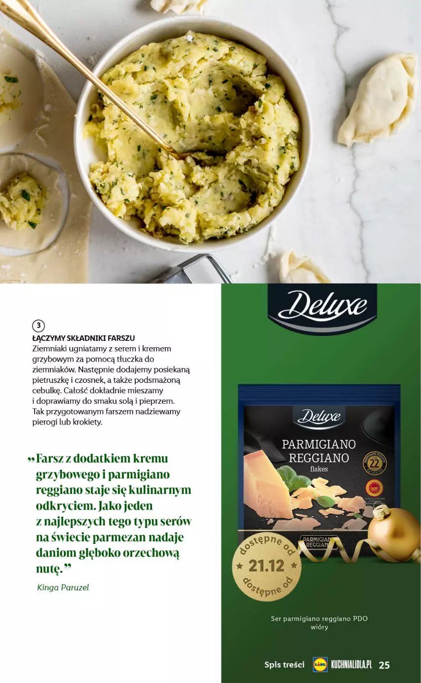 Gazetka promocyjna Lidl - Katalog Święta Deluxe - ważna 13.11 do 26.12.2023 - strona 25 - produkty: Czosnek, Danio, Fa, Krokiety, Parmezan, Pieprz, Pierogi, Ser, Ziemniaki