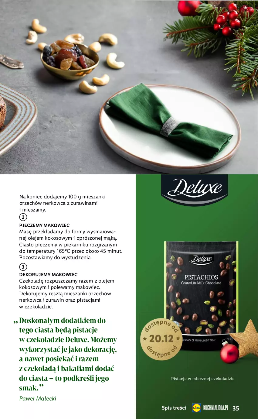 Gazetka promocyjna Lidl - Katalog Święta Deluxe - ważna 13.11 do 26.12.2023 - strona 35 - produkty: Kokos, Makowiec, Olej, Piec, Piekarnik, Pistacje