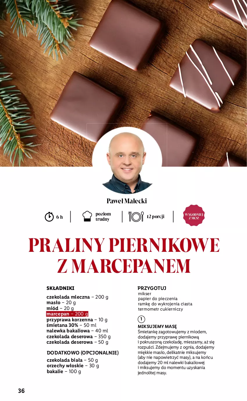 Gazetka promocyjna Lidl - Katalog Święta Deluxe - ważna 13.11 do 26.12.2023 - strona 36 - produkty: Cukier, Czekolada, Czekolada mleczna, Deser, Masło, Mikser, Miód, Orzechy włoskie, Papier, Papier do pieczenia, Piec, Piernik, Por, Praliny, Ser, Termometr