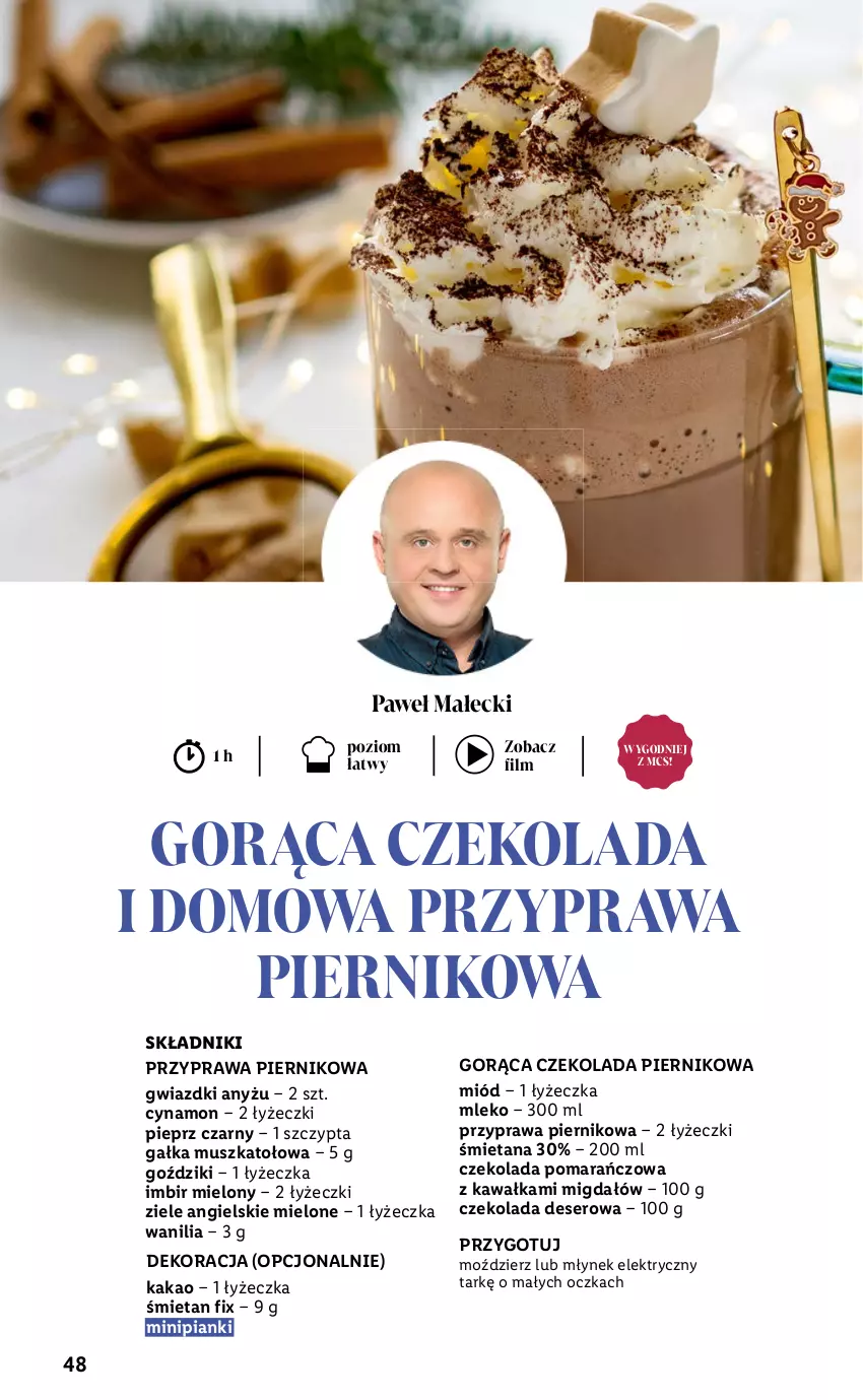 Gazetka promocyjna Lidl - Katalog Święta Deluxe - ważna 13.11 do 26.12.2023 - strona 48 - produkty: Czekolada, Deser, Gałka, Imbir, Kakao, Kawa, Miód, Mleko, Młynek, Mus, Pieprz, Piernik, Ser, Ziele angielskie