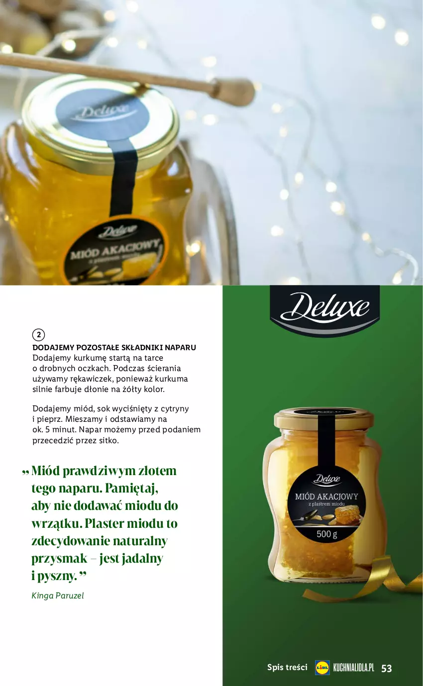 Gazetka promocyjna Lidl - Katalog Święta Deluxe - ważna 13.11 do 26.12.2023 - strona 53 - produkty: Cytryny, Fa, Kurkuma, Mięta, Miód, Pieprz, Sitko, Sok