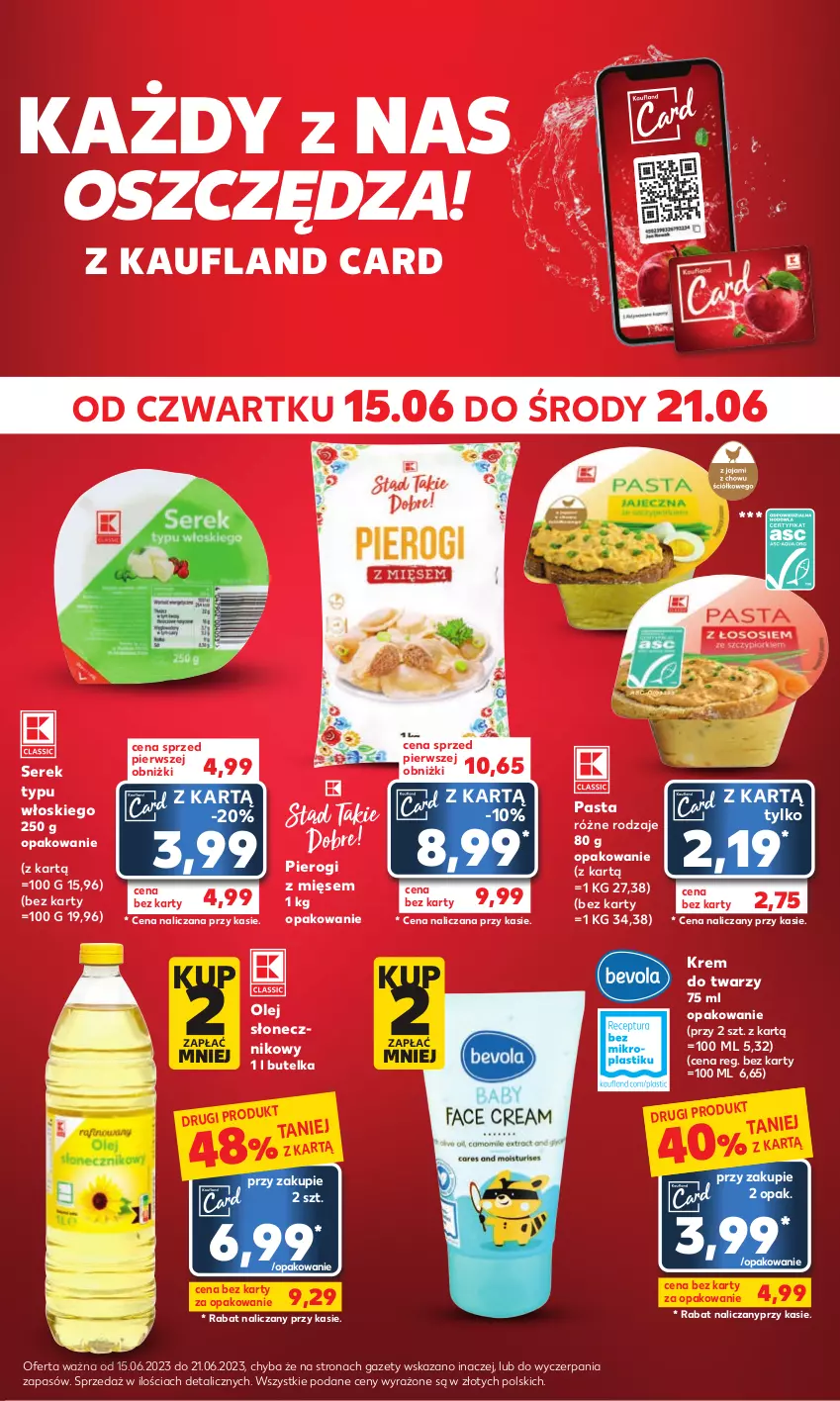 Gazetka promocyjna Kaufland - Mocny Start - ważna 19.06 do 21.06.2023 - strona 19 - produkty: Krem do twarzy, Olej, Olej słonecznikowy, Pierogi, Ser, Serek