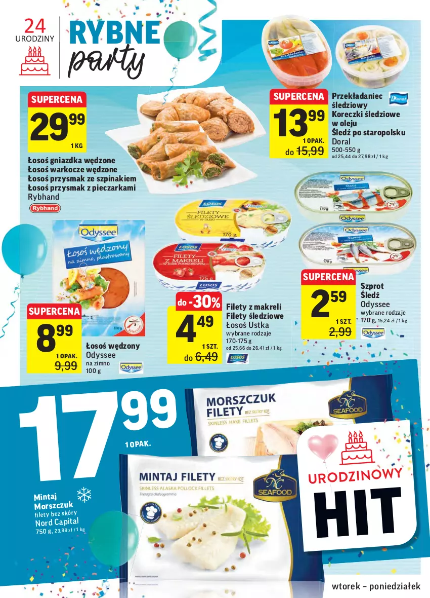 Gazetka promocyjna Intermarche - Gazetka promocyjna - ważna 28.09 do 04.10.2021 - strona 22 - produkty: Koc, Koreczki śledziowe, Mintaj, Olej, Piec, Pieczarka, Szpinak, Szprot