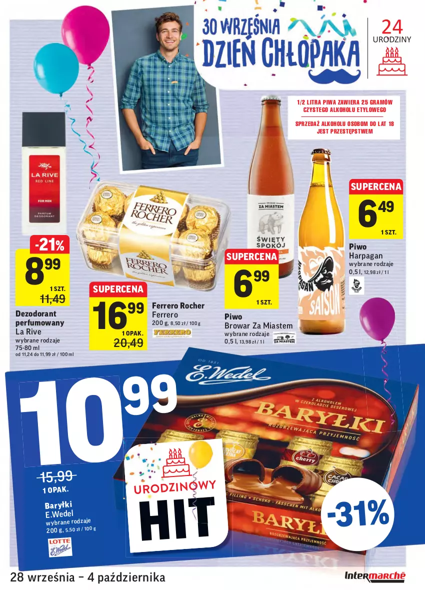 Gazetka promocyjna Intermarche - Gazetka promocyjna - ważna 28.09 do 04.10.2021 - strona 41 - produkty: Dezodorant, Ferrero, Ferrero Rocher, Gra, La Rive, Perfum, Piwa, Piwo