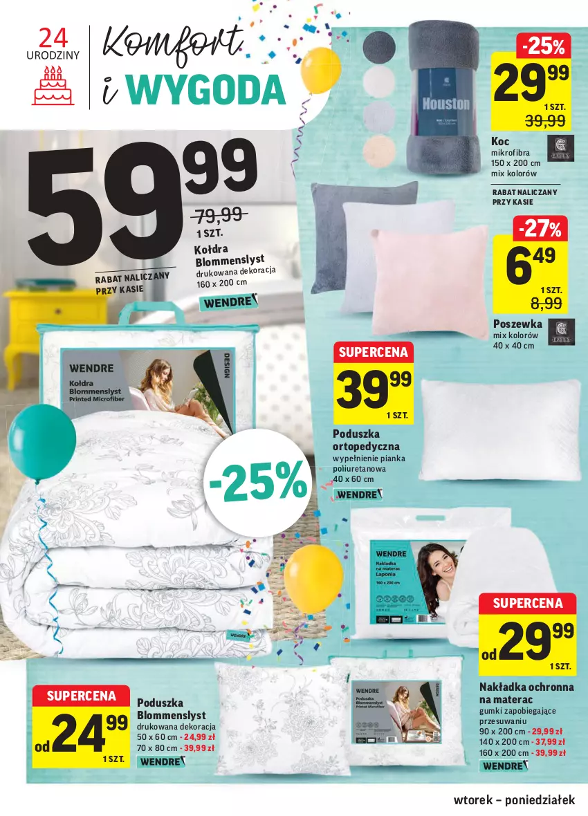 Gazetka promocyjna Intermarche - Gazetka promocyjna - ważna 28.09 do 04.10.2021 - strona 44 - produkty: Koc, Materac, Poduszka, Poszewka, Tera, Top