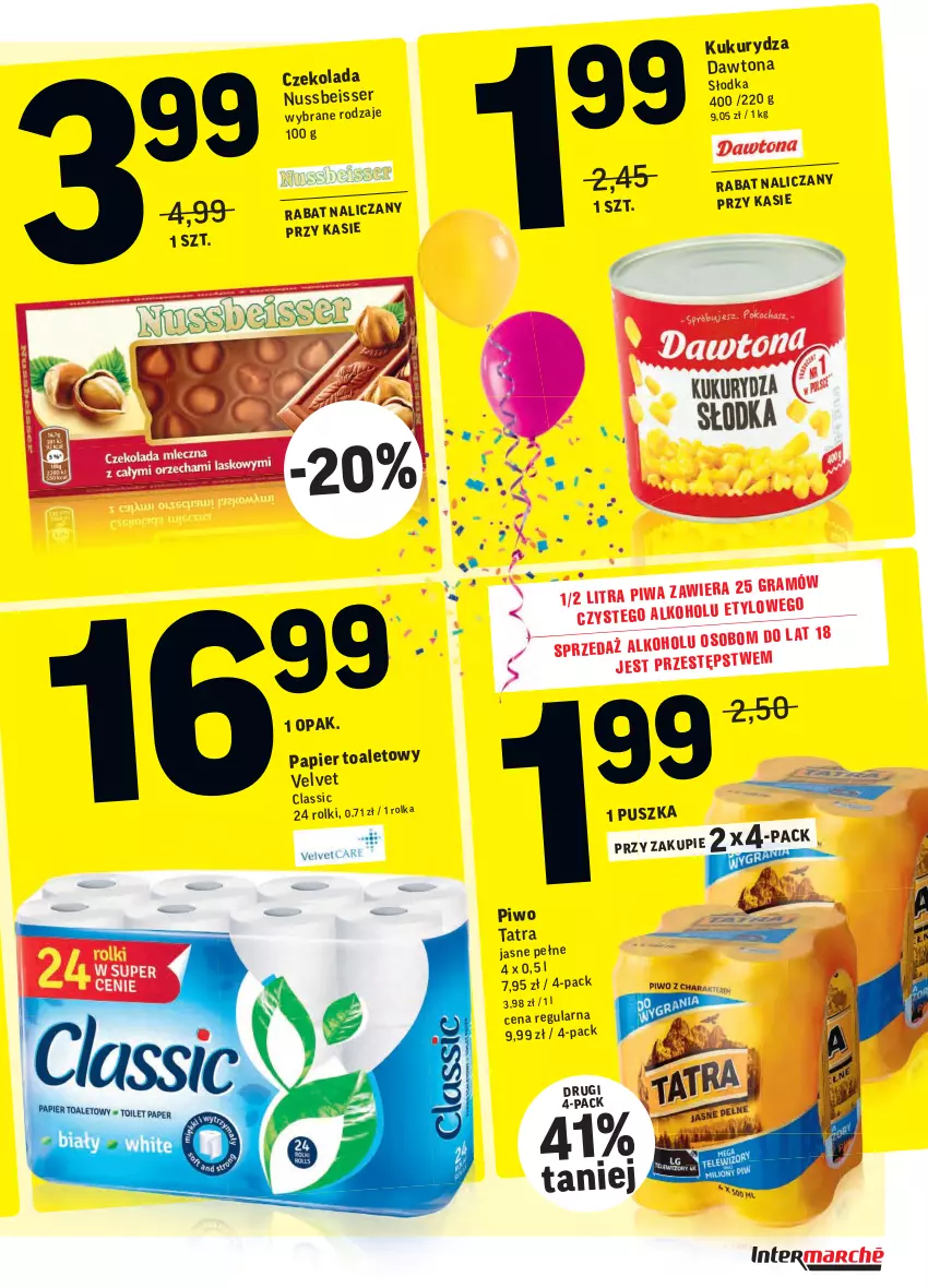 Gazetka promocyjna Intermarche - Gazetka promocyjna - ważna 28.09 do 04.10.2021 - strona 46 - produkty: Czekolada, Papier, Piwo, Ser, Tatra, Velvet