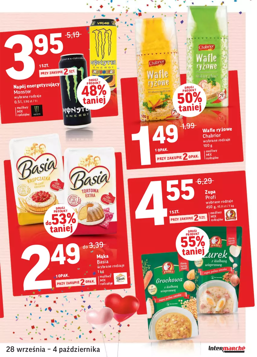 Gazetka promocyjna Intermarche - Gazetka promocyjna - ważna 28.09 do 04.10.2021 - strona 7 - produkty: Basia, Chabrior, Mąka, Napój, Wafle, Zupa