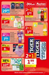 Gazetka promocyjna Auchan - Gazetka 30 Lat Supermarket Auchan - Gazetka - ważna od 05.08 do 05.08.2026 - strona 7 - produkty: Mydło w płynie, Sok, Gin, Papier, Coca-Cola, Cillit Bang, Papier toaletowy, Wełna, Vileda, Napój gazowany, Miód, Chusteczki, Fanta, Mydło, Sprite, Mango, Napój, Mleko, Fa