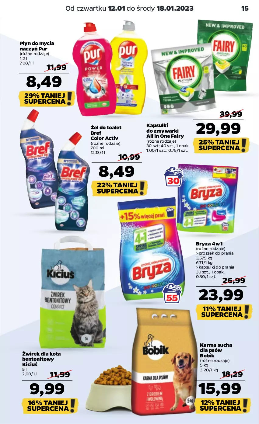 Gazetka promocyjna Netto - Artykuły spożywcze - ważna 12.01 do 18.01.2023 - strona 15 - produkty: Bref, Bryza, Do mycia naczyń, Fa, Fairy, Kapsułki do prania, Płyn do mycia, Płyn do mycia naczyń, Proszek do prania, Pur, Zmywarki