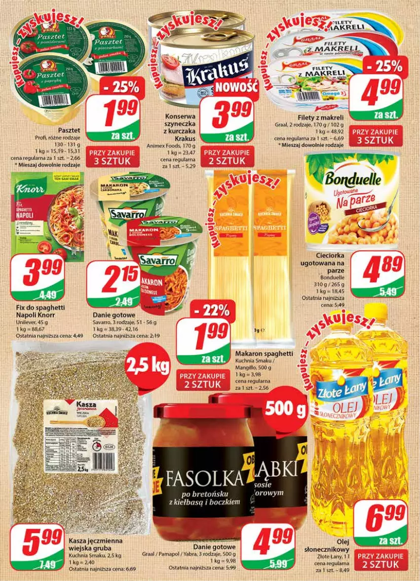 Gazetka promocyjna Dino - G24 - ważna 14.06 do 20.06.2023 - strona 6 - produkty: Bonduelle, Cieciorka, Danie gotowe, Gra, Graal, Kasza, Kasza jęczmienna, Knorr, Krakus, Kuchnia, Kurczak, Makaron, Olej, Orka, Pasztet, Savarro, Ser, Spaghetti