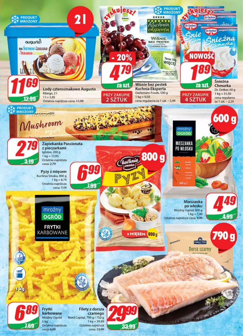 Gazetka promocyjna Dino - G24 - ważna 14.06 do 20.06.2023 - strona 9 - produkty: Dorsz, Dr. Oetker, Frytki, Kuchnia, Lody, Mus, Ogród, Piec, Pieczarka, Stek, Zapiekanka