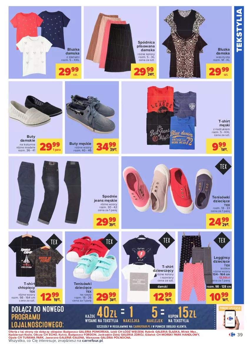 Gazetka promocyjna Carrefour - Gazetka Carrefour - ważna 03.05 do 15.05.2021 - strona 39 - produkty: Buty, Dzieci, Gin, Legginsy, Spódnica, Spodnie, Spodnie jeans, T-shirt, Tenisówki