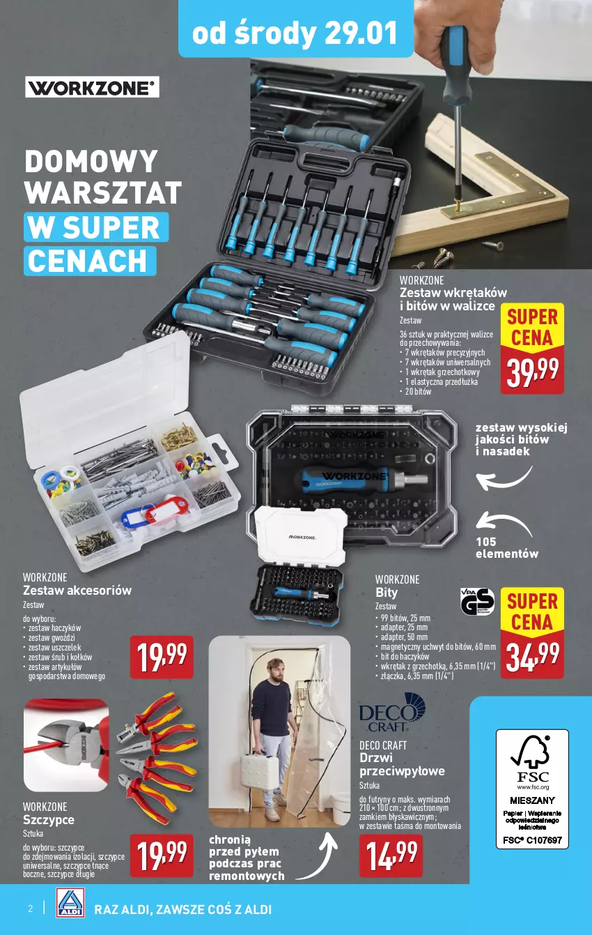 Gazetka promocyjna Aldi - Artykuły przemysłowe i tekstylia - ważna 29.01 do 01.02.2025 - strona 2 - produkty: Drzwi, Haczyk, Sok, Szczypce, Wkręt, Zestaw wkrętaków