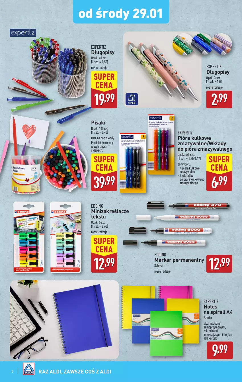 Gazetka promocyjna Aldi - Artykuły przemysłowe i tekstylia - ważna 29.01 do 01.02.2025 - strona 6 - produkty: Długopis, Marker, Mop, Pióra kulkowego, Tusz