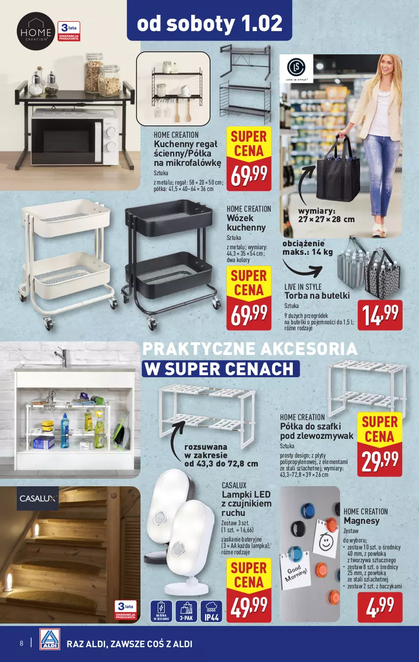 Gazetka promocyjna Aldi - Artykuły przemysłowe i tekstylia - ważna 29.01 do 01.02.2025 - strona 8 - produkty: Bateria, Fa, Haczyk, Półka, Regał, Silan, Torba, Wózek, Zlew, Zlewozmywak