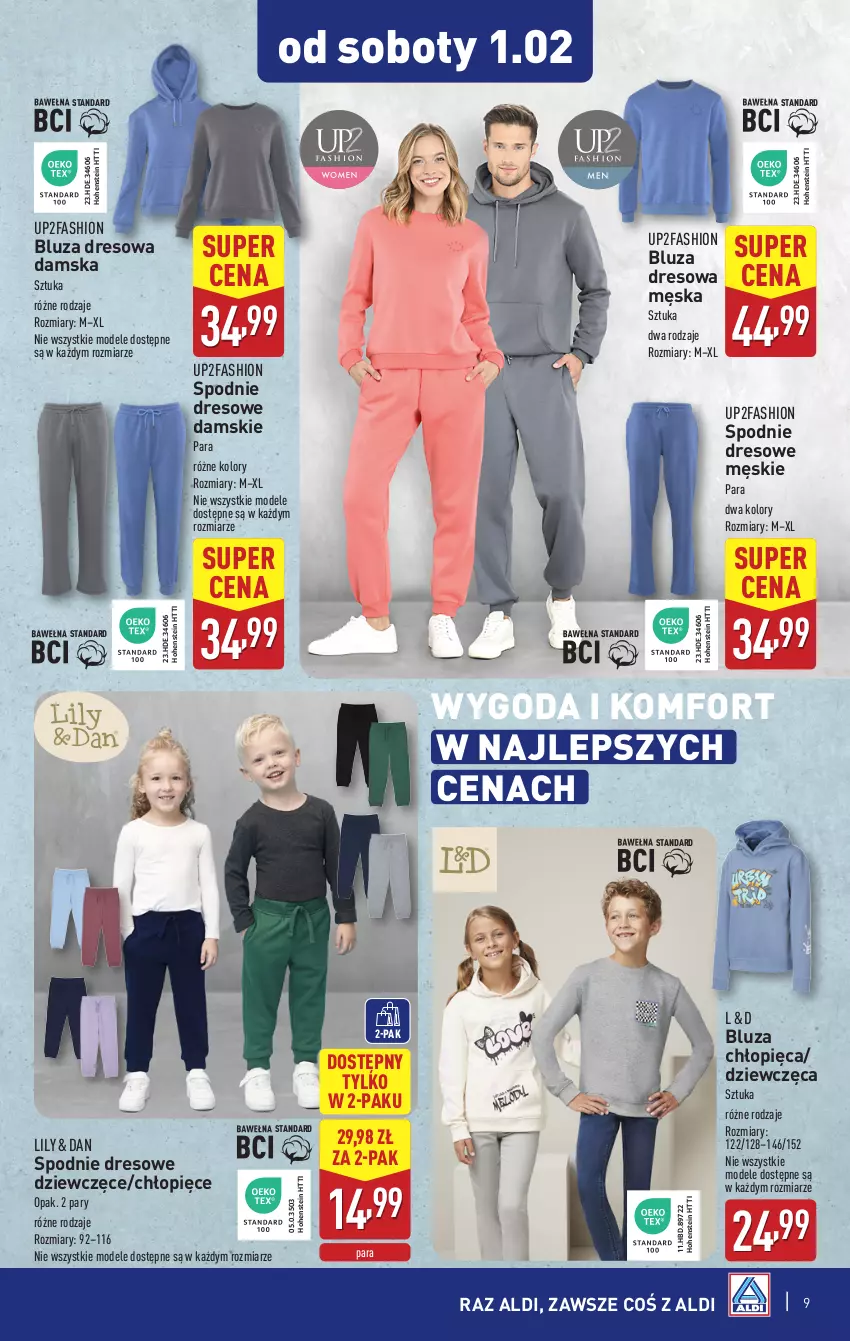 Gazetka promocyjna Aldi - Artykuły przemysłowe i tekstylia - ważna 29.01 do 01.02.2025 - strona 9 - produkty: Bluza, Bluza dresowa, Dres, Fa, Spodnie, Spodnie dresowe