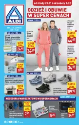 Gazetka promocyjna Aldi - Artykuły przemysłowe i tekstylia - Gazetka - ważna od 01.02 do 01.02.2025 - strona 1 - produkty: Top, Buty, Wieszak, Pojemnik, Dres, Regał, Rękawice, Półka, Obuwie, Spodnie, Bluza, Spodnie dresowe, Rękawice robocze, Bluza dresowa, Fa