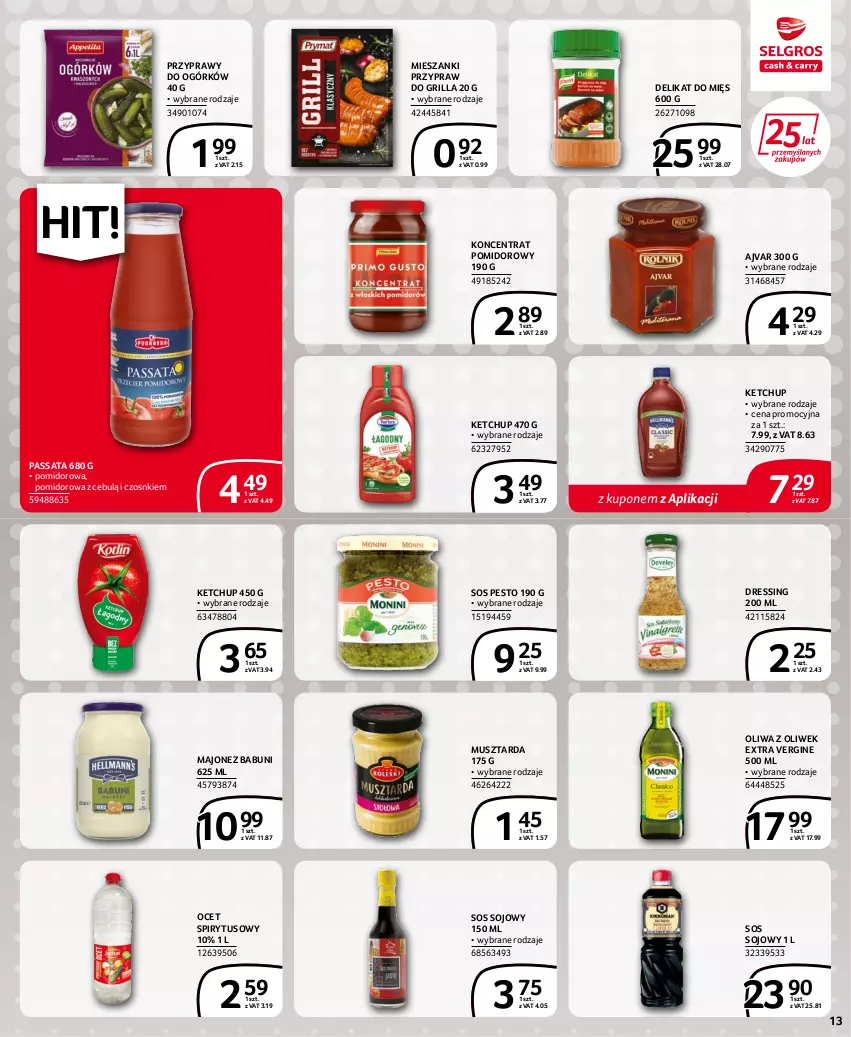 Gazetka promocyjna Selgros - Extra Oferta - ważna 15.06 do 29.06.2022 - strona 13 - produkty: Babuni, Dres, Gin, Grill, Ketchup, Koncentrat pomidorowy, Majonez, Mus, Musztarda, Ocet, Oliwa z oliwek, Pesto, Przyprawy, Sos, Sos sojowy