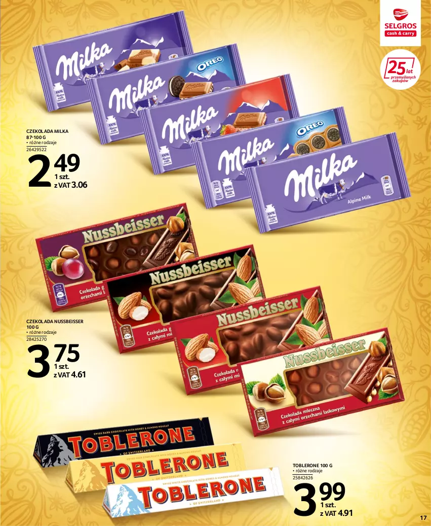 Gazetka promocyjna Selgros - Extra Oferta - ważna 15.06 do 29.06.2022 - strona 17 - produkty: Czekolada, Milka, Ser, Toblerone