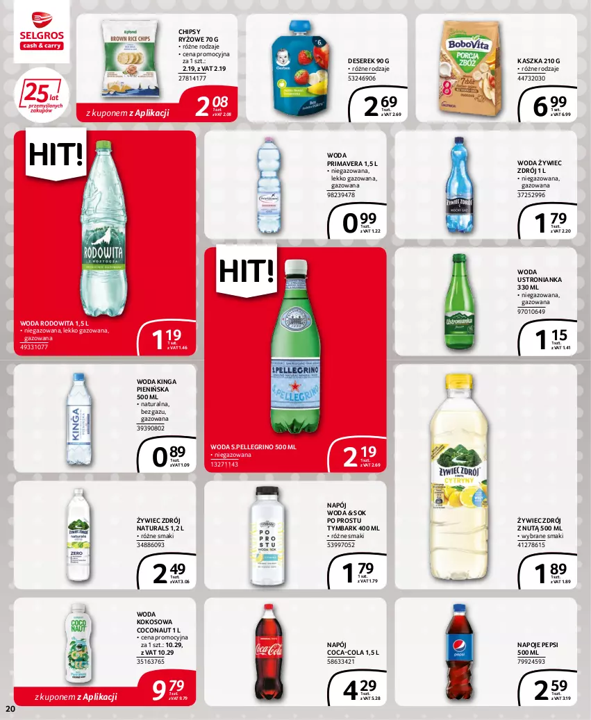 Gazetka promocyjna Selgros - Extra Oferta - ważna 15.06 do 29.06.2022 - strona 20 - produkty: Chipsy, Coca-Cola, Deser, Kokos, Napój, Napoje, Pepsi, Prima, Primavera, Ryż, Ser, Serek, Sok, Tymbark, Woda