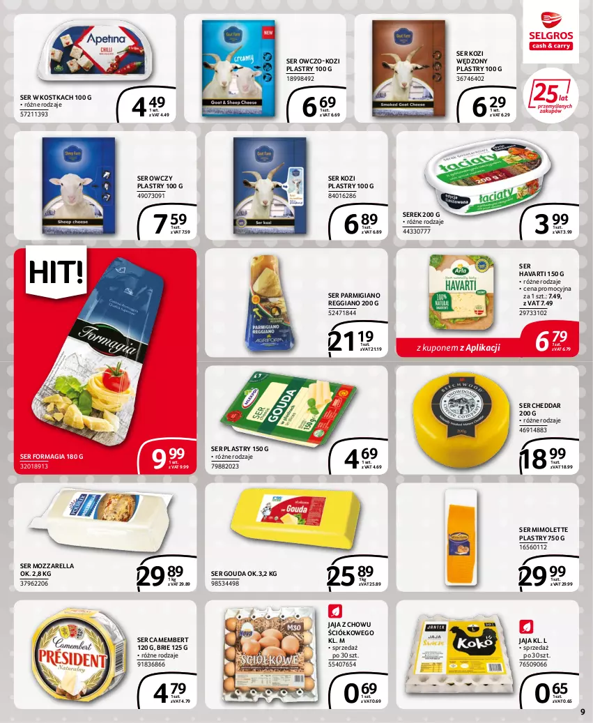 Gazetka promocyjna Selgros - Extra Oferta - ważna 15.06 do 29.06.2022 - strona 9 - produkty: Brie, Camembert, Cheddar, Gouda, Havarti, Jaja, Mimolette, Mozzarella, Ser, Ser kozi, Ser owczy, Serek