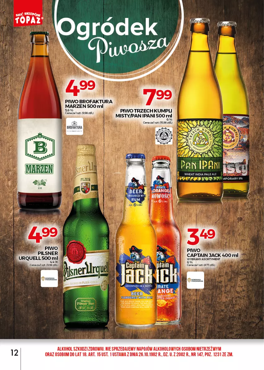 Gazetka promocyjna Topaz - Gazetka - ważna 01.03 do 31.03.2021 - strona 12 - produkty: Captain Jack, Fa, Pilsner Urquell, Piwo