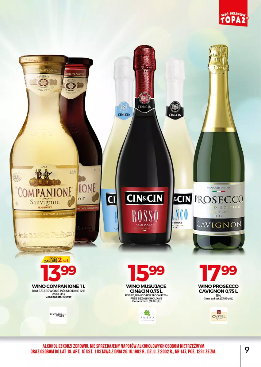 Gazetka promocyjna Topaz - Gazetka - ważna 01.03 do 31.03.2021 - strona 9 - produkty: AniOne, Mus, Prosecco, Wino, Wino musujące